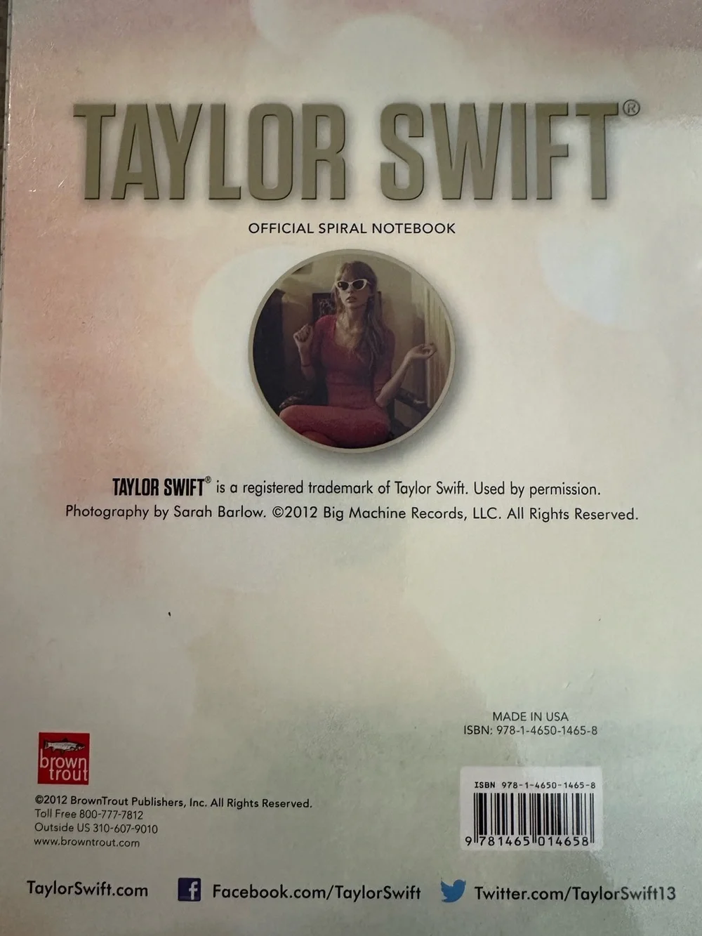 Taylor Swift 2012 Red Era Notebook